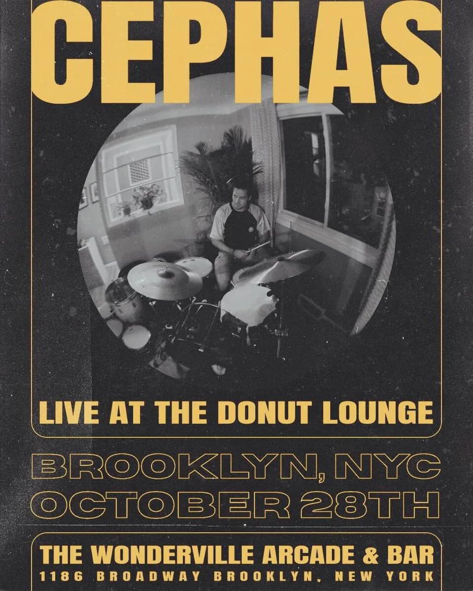 Flyer for Cephas live at the Donut Lounge, Brooklyn, NYC, October 28
